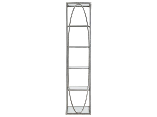 Lexington Artistica Home Ellipse Sculptural Modern Etagere - Hand Forged Iron Design With Exquisite Craftsmanship And Detail Silver Leaf Wood 2234-990-47