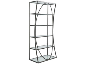 Lexington Artistica Home Ellipse Etagere - Hand Forged Iron Shelving Unit With Stunning Glass Tops For Sophisticated Spaces St. Laurent Wood 2234-991-44