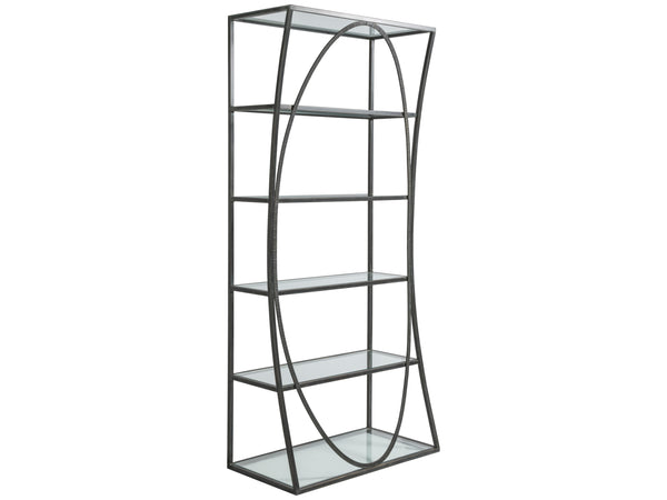 Lexington Artistica Home Ellipse Etagere - Hand Forged Iron Shelving Unit With Stunning Glass Tops For Sophisticated Spaces St. Laurent Wood 2234-991-44
