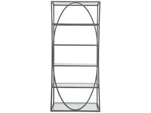 Lexington Artistica Home Ellipse Etagere - Hand Forged Iron Shelving Unit With Stunning Glass Tops For Sophisticated Spaces St. Laurent Wood 2234-991-44