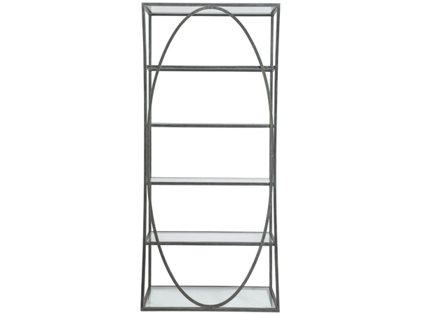 Lexington Artistica Home Ellipse Etagere - Hand Forged Iron Shelving Unit With Stunning Glass Tops For Sophisticated Spaces St. Laurent Wood 2234-991-44