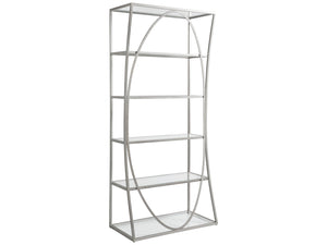 Lexington Artistica Home Ellipse Etagere - Hand Forged Iron Shelving Unit With Stunning Glass Tops For Sophisticated Spaces Argento Wood 2234-991-46