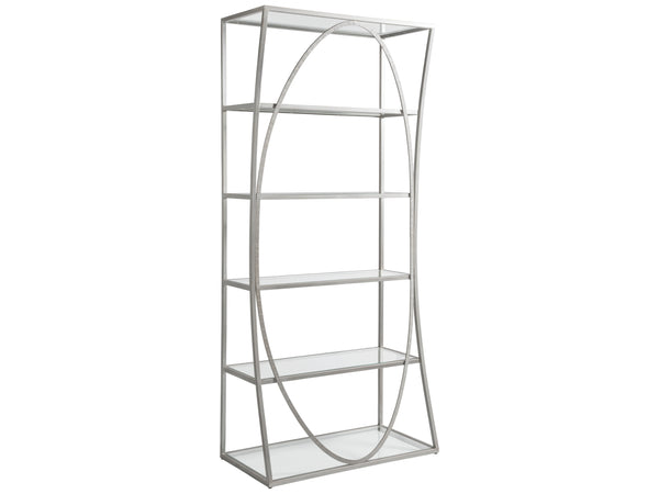 Lexington Artistica Home Ellipse Etagere - Hand Forged Iron Shelving Unit With Stunning Glass Tops For Sophisticated Spaces Argento Wood 2234-991-46