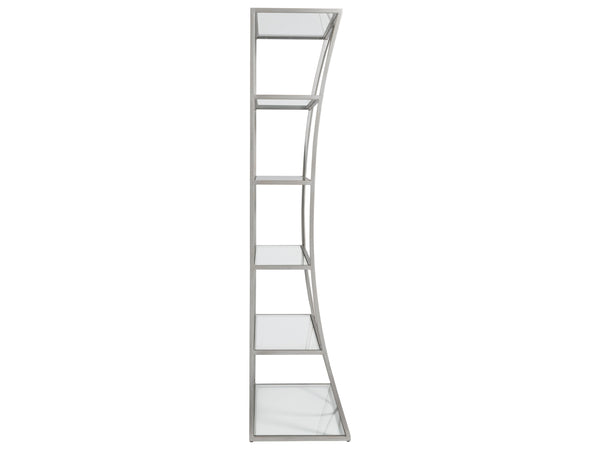 Lexington Artistica Home Ellipse Etagere - Hand Forged Iron Shelving Unit With Stunning Glass Tops For Sophisticated Spaces Argento Wood 2234-991-46