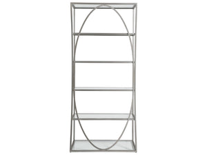 Lexington Artistica Home Ellipse Etagere - Hand Forged Iron Shelving Unit With Stunning Glass Tops For Sophisticated Spaces Argento Wood 2234-991-46