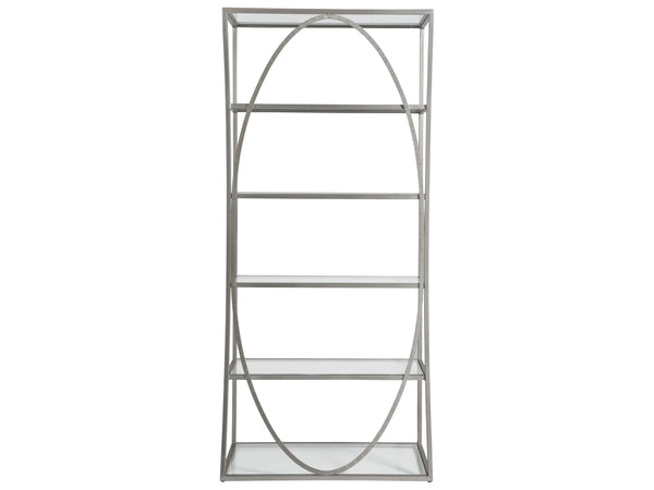 Lexington Artistica Home Ellipse Etagere - Hand Forged Iron Shelving Unit With Stunning Glass Tops For Sophisticated Spaces Argento Wood 2234-991-46