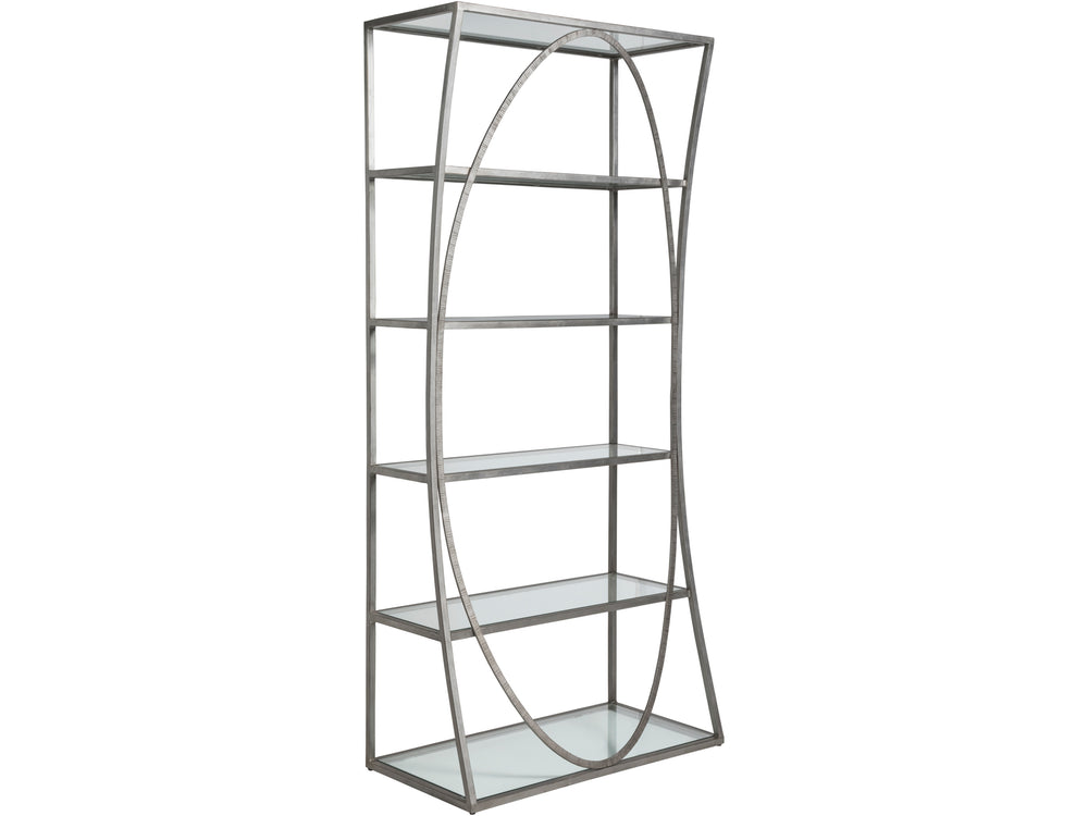 Lexington Artistica Home Ellipse Etagere - Hand Forged Iron Shelving Unit With Stunning Glass Tops For Sophisticated Spaces Silver Leaf Wood 2234-991-47