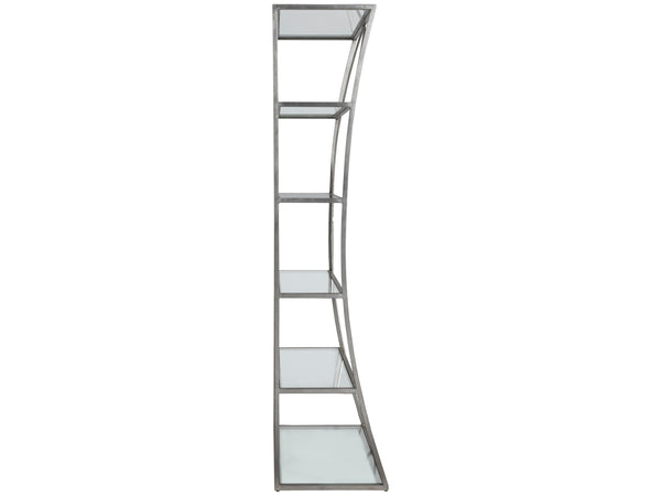 Lexington Artistica Home Ellipse Etagere - Hand Forged Iron Shelving Unit With Stunning Glass Tops For Sophisticated Spaces Silver Leaf Wood 2234-991-47