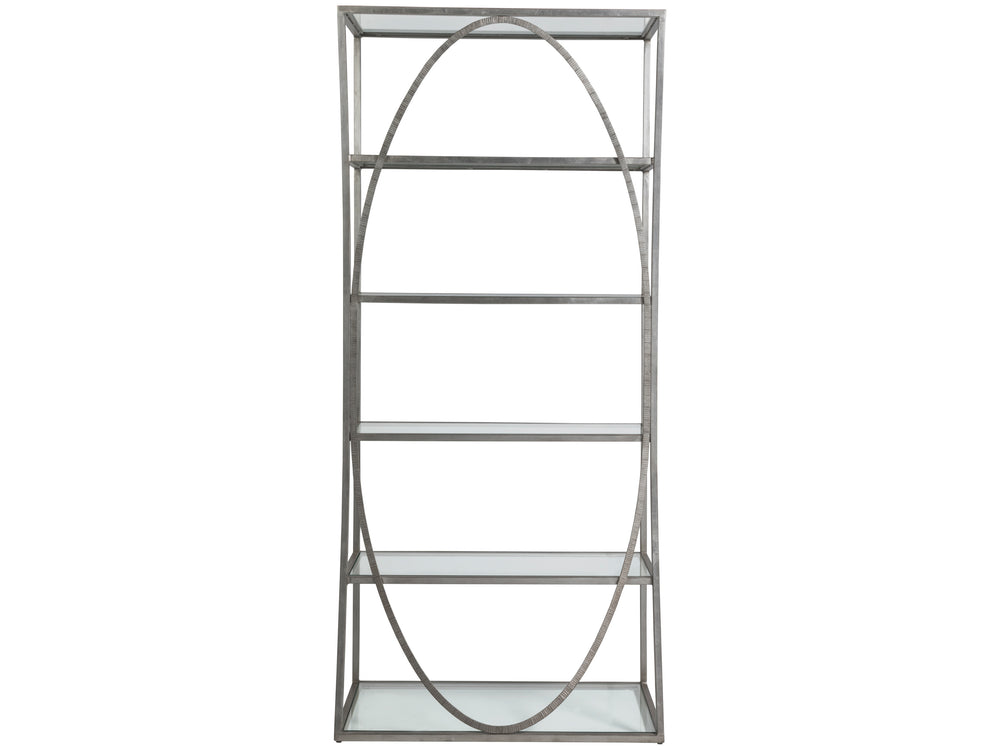 Lexington Artistica Home Ellipse Etagere - Hand Forged Iron Shelving Unit With Stunning Glass Tops For Sophisticated Spaces Silver Leaf Wood 2234-991-47