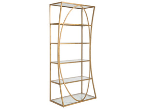 Lexington Artistica Home Ellipse Etagere - Hand Forged Iron Shelving Unit With Stunning Glass Tops For Sophisticated Spaces Gold Leaf Wood 2234-991-48