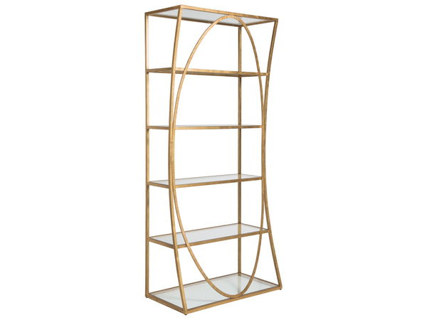 Lexington Artistica Home Ellipse Etagere - Hand Forged Iron Shelving Unit With Stunning Glass Tops For Sophisticated Spaces Gold Leaf Wood 2234-991-48