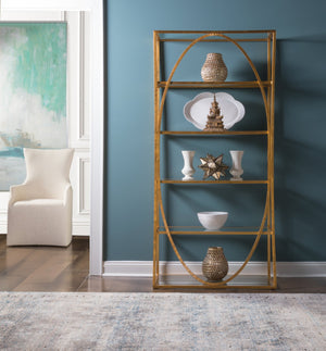 Lexington Artistica Home Ellipse Etagere - Hand Forged Iron Shelving Unit With Stunning Glass Tops For Sophisticated Spaces Gold Leaf Wood 2234-991-48