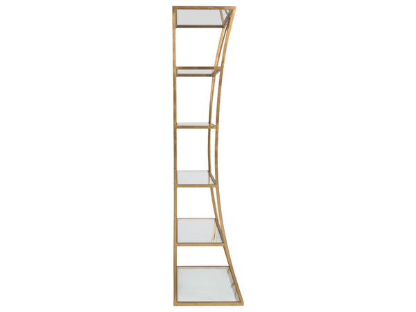 Lexington Artistica Home Ellipse Etagere - Hand Forged Iron Shelving Unit With Stunning Glass Tops For Sophisticated Spaces Gold Leaf Wood 2234-991-48