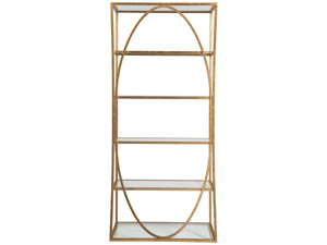 Lexington Artistica Home Ellipse Etagere - Hand Forged Iron Shelving Unit With Stunning Glass Tops For Sophisticated Spaces Gold Leaf Wood 2234-991-48