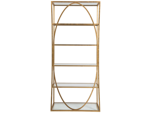 Lexington Artistica Home Ellipse Etagere - Hand Forged Iron Shelving Unit With Stunning Glass Tops For Sophisticated Spaces Gold Leaf Wood 2234-991-48