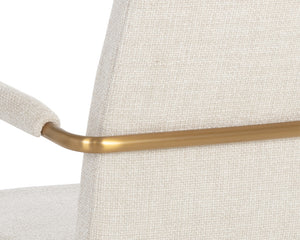 Sunpan Hilda Swivel Dining Armchair in Chic Chacha Cream with Gold Stainless Steel Legs for Stylish Dining