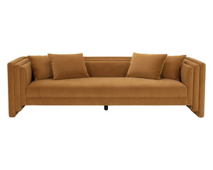 Sunpan Kira Sofa - Modern Elegance with Soft Geometric Lines, Durable Performance Fabric, Handcrafted Comfort Meg Gold