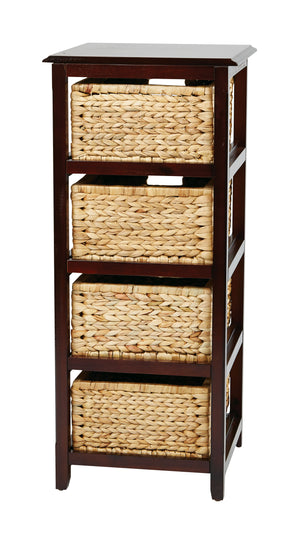 OSP Home Furnishings Seabrook Four-Tier Storage Unit Espresso