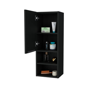 English Elm Milwaukee Black Medicine Cabinet with Mirror Door, 2 Interior Shelves & 2 Open Bottom Shelves, 32" H B128P148747