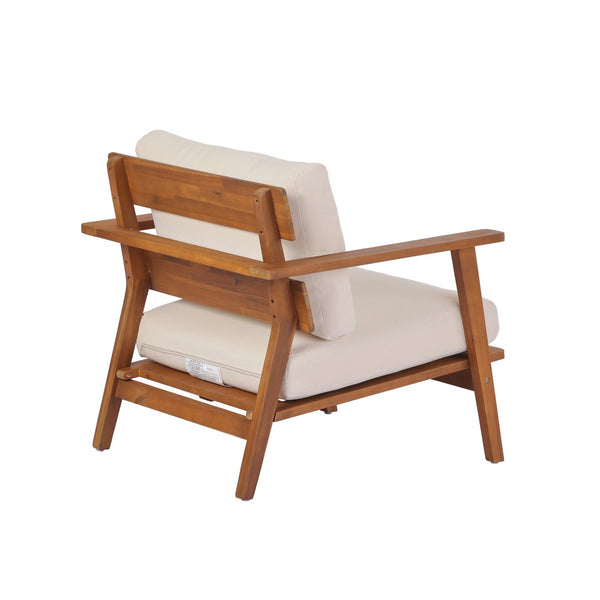 English Elm 29.5" Solid Acacia Outdoor Club Chair Mid-century Patio Armchair with Quick-dry Cushion N767P359940T