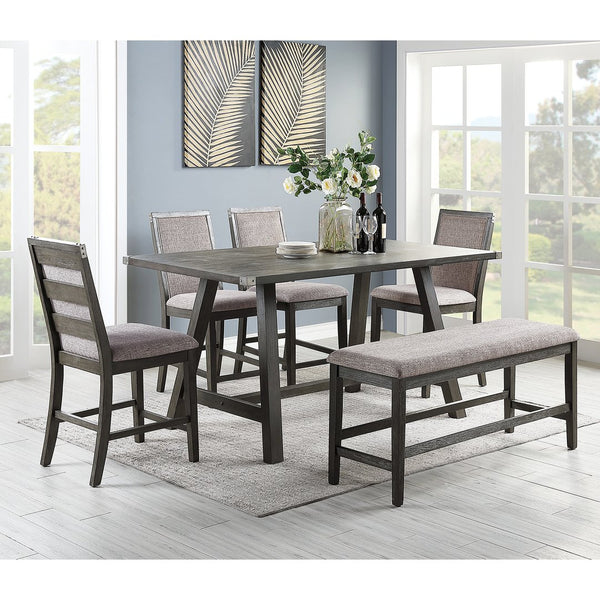 English Elm Set of 2 Counter Height Chairs with Upholstered Cushion and Weathered Wood Legs for Comfort and Style Grey B016P222637