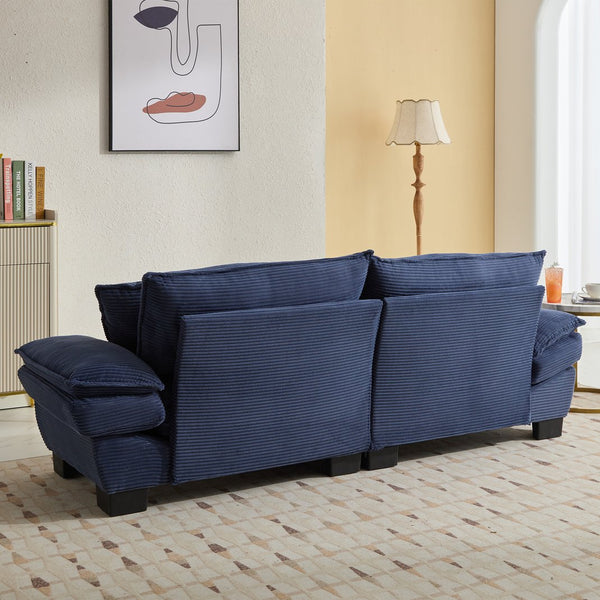 English Elm Corduroy Stylish Sleeper Sofa Loveseat with Dual-Layer Cushions & Two Support Pillows, Sturdy Frame Blue W676P184142