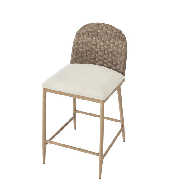 English Elm 25" Farmhouse Counter Stools Set of 2 Woven Rattan Back Iron Frame Kitchen Island N762P329154D