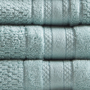 JLA Home Madison Park Essentials - Super Super Soft Cotton Quick Dry Bath Towel Set 6-Piece — Antimicrobial, OEKO-TEX Certified Luxury Seafoam MPE73-668