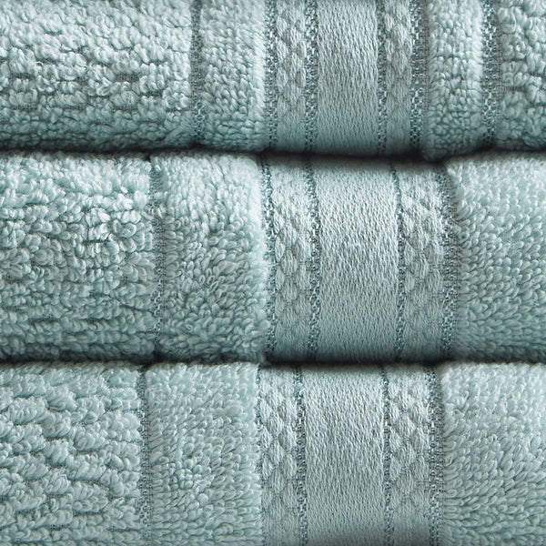 JLA Home Madison Park Essentials - Super Super Soft Cotton Quick Dry Bath Towel Set 6-Piece — Antimicrobial, OEKO-TEX Certified Luxury Seafoam MPE73-668