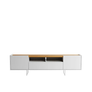 Winston 70.86 TV Stand in White and Cinnamon 223851 Manhattan Comfort