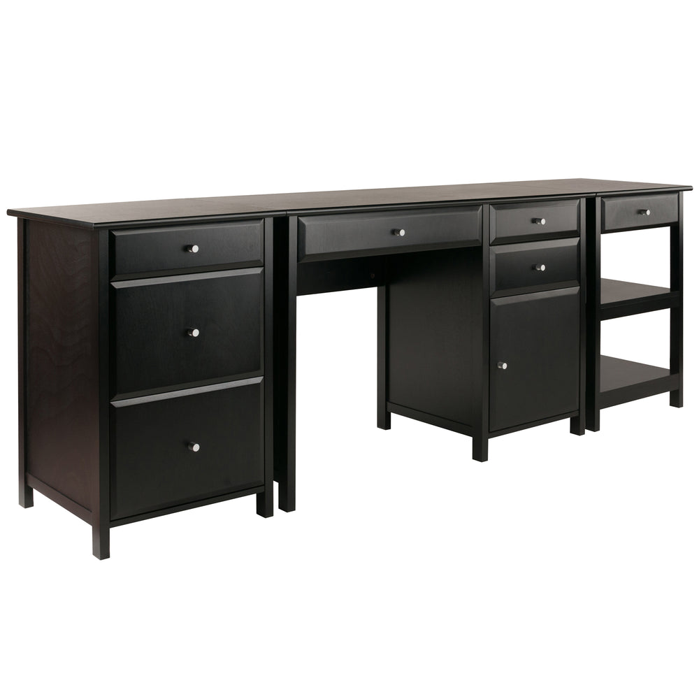 Winsome Wood Delta 3-piece Home Office Desk Set In Black - Stylish, Functional & Space-saving Workstation Solution Black Composite Wood 22387-winsome-wood