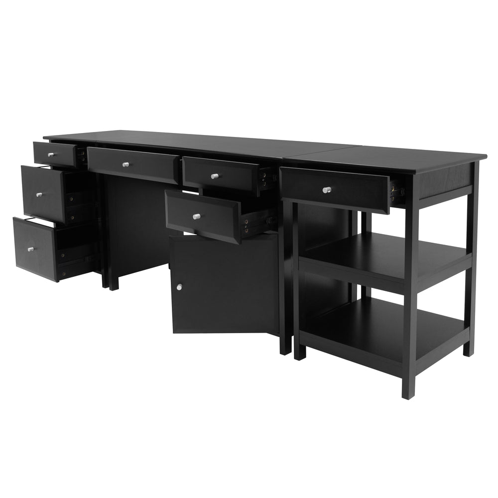 Winsome Wood Delta 3-piece Home Office Desk Set In Black - Stylish, Functional & Space-saving Workstation Solution Black Composite Wood 22387-winsome-wood