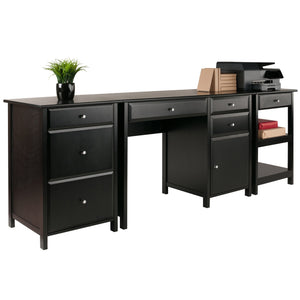 Winsome Wood Delta 3-piece Home Office Desk Set In Black - Stylish, Functional & Space-saving Workstation Solution Black Composite Wood 22387-winsome-wood