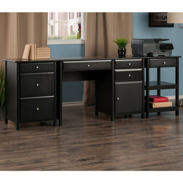 Winsome Wood Delta 3-piece Home Office Desk Set In Black - Stylish, Functional & Space-saving Workstation Solution Black Composite Wood 22387-winsome-wood