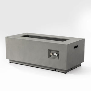 English Elm 42" 50000BTU Propane Fire Pit Table with Glass Wind Guard, Stainless Steel Burner, Lava Rocks, Gray Outdoor Patio W853P270562
