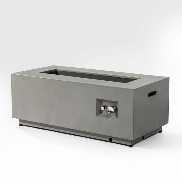 English Elm 42" 50000BTU Propane Fire Pit Table with Glass Wind Guard, Stainless Steel Burner, Lava Rocks, Gray Outdoor Patio W853P270562