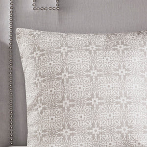 JLA Home Madison Park - 6 Piece Embroidered Cotton Reversible Comforter Set with Tufted Ivory Embroidery & Grey Medallion Prints 90 L x 90 W x 1.5H MP10-6183
