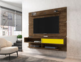 Manhattan Comfort Astor Modern Floating Entertainment Center Rustic Brown and Yellow 223BMC94