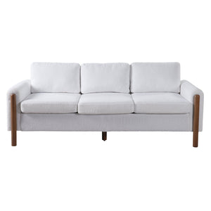 English Elm Christopher Knight Home® - 83.86" 3-Seater Sofa in Teddy Velvet with Curved Armrests & Solid Wood Legs, Plush Durable Comfort Cream White N765P331021W