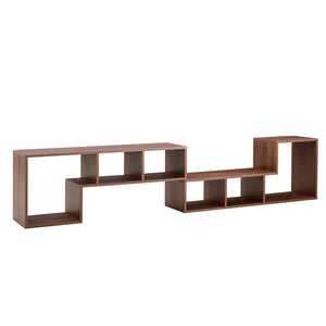 English Elm 2 Piece Modular L-shaped Tv Console Open Shelf Bookcase for Modern Living Rooms W3875P397178