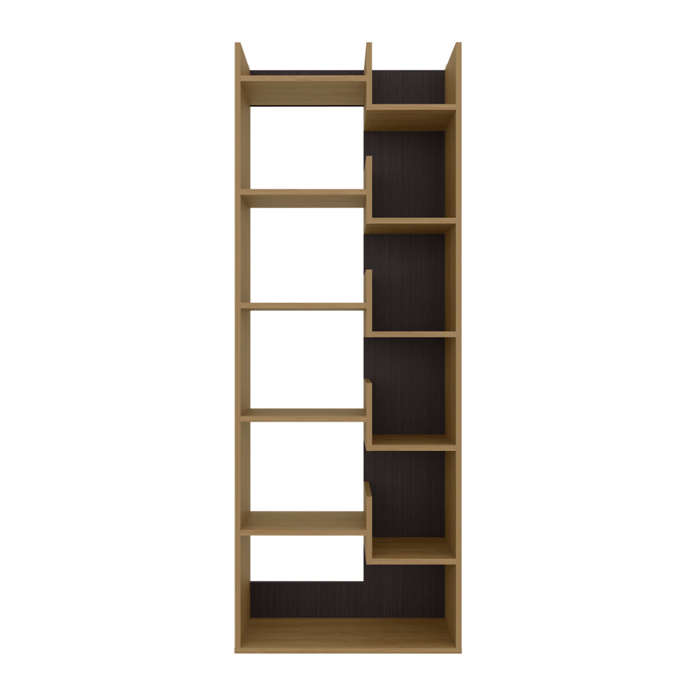 English Elm Magnolia Modern Geometric Bookcase – Macadamia/Black Engineered Wood, Space-Saving Shelf Divider B092P309163
