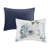 Madison Park Zennia Farm House 7 Piece Printed Seersucker Comforter Set with Throw Blanket MP10-6304 Blue