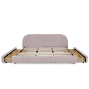 English Elm King Upholstered Storage Bed Curved Headboard Circle Yarn Fabric Modern Minimalist Frame Pink W487S00472