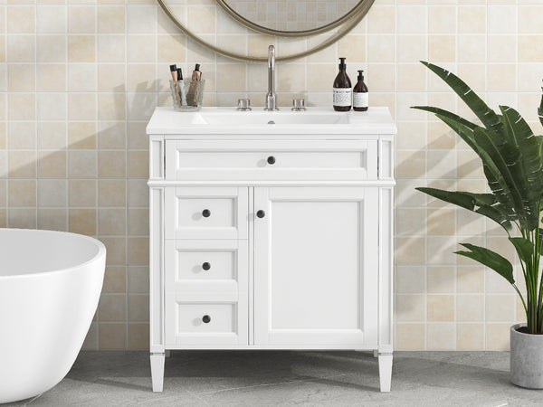 English Elm 30'' Modern Bathroom Vanity With Ceramic Sink, Soft-Close Drawers & Stylish Storage Cabinet Solutions N710P206904Z