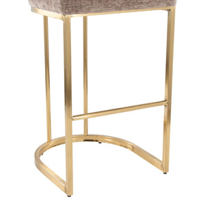 English Elm Fixed-height Barstools Powder Coated Steel Frame Brown Upholstered Seat Set of Two Brown+Gold B202P471217