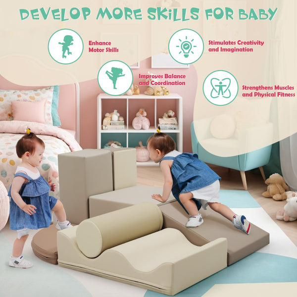English Elm 7-piece Foam Toddler Climbing Play Set with Modular Blocks for Active Indoor Fun Colorful N710P325522E