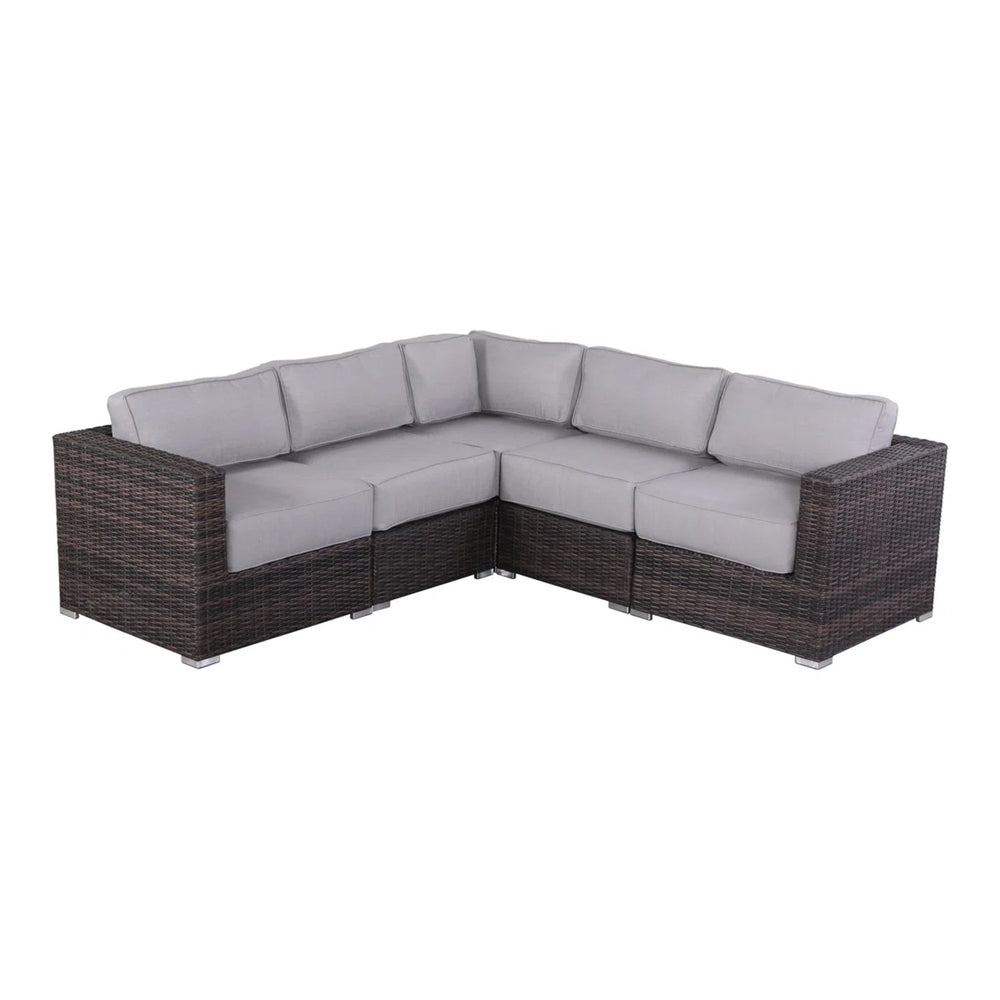 English Elm Fully Assembled Hdpe Wicker 4-Person Outdoor Lounge Set With Plush Cushions & Modular Design B120S00187