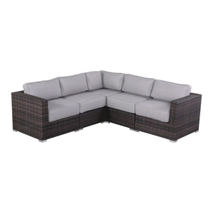 English Elm Fully Assembled Hdpe Wicker 4-Person Outdoor Lounge Set With Plush Cushions & Modular Design B120S00187