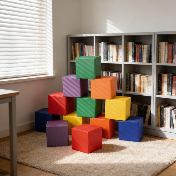 English Elm Soft Foam Building Blocks Set of 12 Cubes for Toddler Climbing Stacking Play T3971P439635