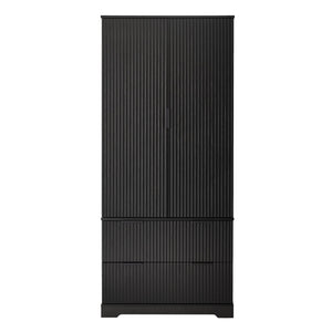 English Elm 72" Modern Fluted Pantry Cabinet with 2 Large Silent Drawers, 8-Door Spice Rack & Adjustable Shelf Organizer Black W2917P294988